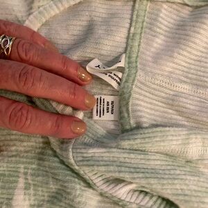 Anthropologie Green and White Knit Top